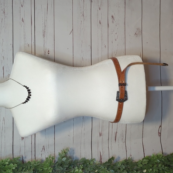 Streets Ahead Accessories - Vtg Streets Ahead Santa Monica 80's Thin Ranger Leather Silver Studded Belt Lrg